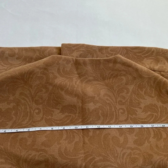 Suite Blanco Paisley Camel Tan Pea Coat Jacket Size L Large Pockets Round Neck - Picture 9 of 10